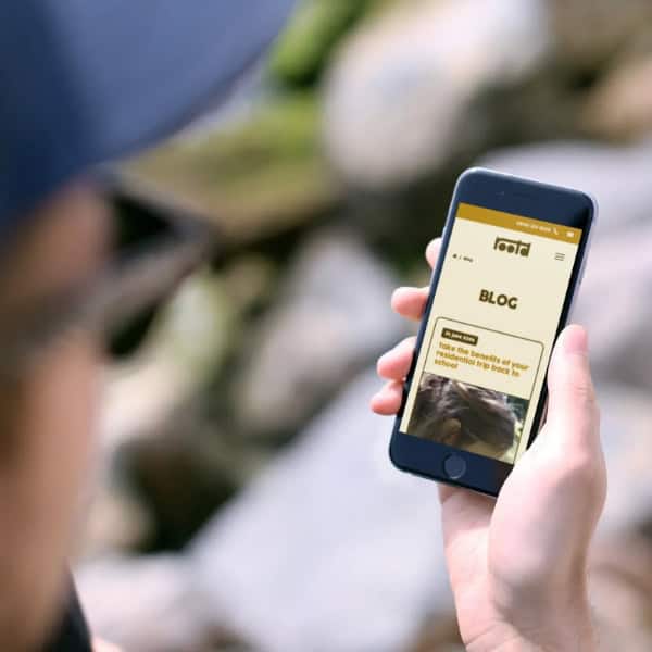 rootd adventure website case study mobile view